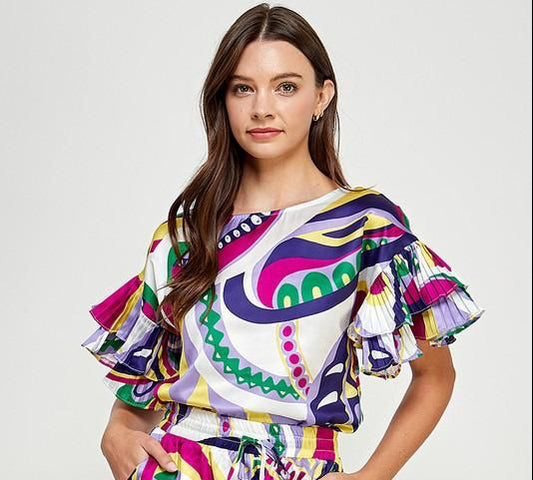 Groovy Colorful Ruffle Top
