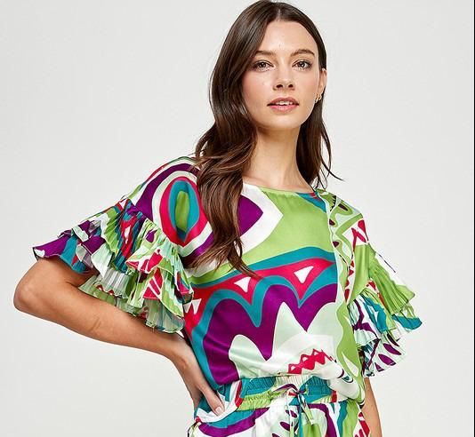 Groovy Colorful Ruffle Top